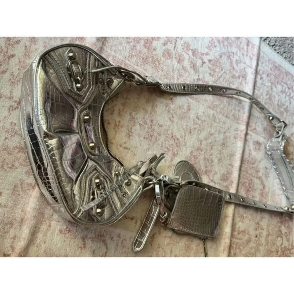 boho shoulder crossbody silver bag